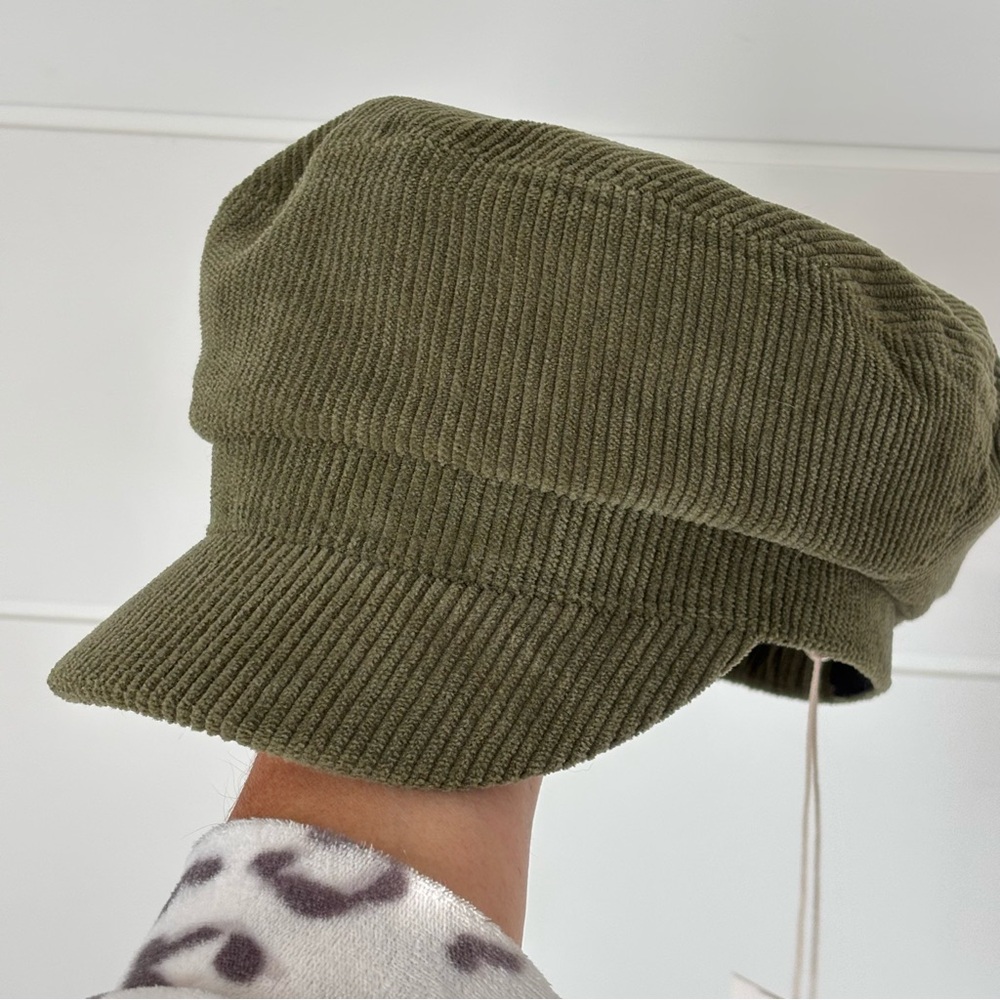 Anthropologie Wyeth Farrah Corduroy Newsboy Cap Olive Green NWT - Picture 2 of 13
